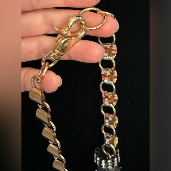 New! Chunky Statement 22” Necklace Silver, Gold & Rhinestone, Great bling! - Picture 4 of 13